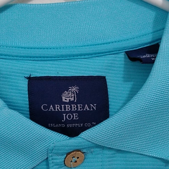 Caribbean Joe Turquoise Polo Golf Shirt Large - Picture 2 of 5